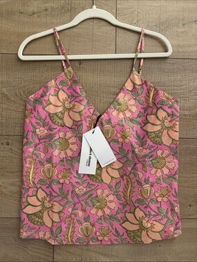 Juliet Dunn Pink & Peach Floral V-Neck Cami
